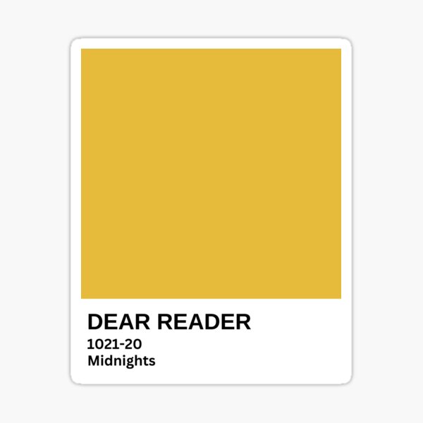 "Dear Reader Midnights Pantone Paint Chip " Sticker for Sale by
