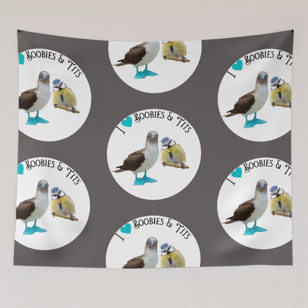 Item preview, I Love Boobies and Tits // Blue Footed Booby  and Blue Tit bird designed and sold by toadsforall.