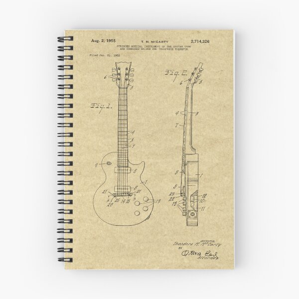 Item preview, Antique 1955 Guitar Patent art print invented by T.M McCarty designed and sold by VintageArtRepro.
