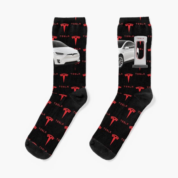 Item preview, Tesla Model X at Supercharger Socks (White) designed and sold by EV-Lover.