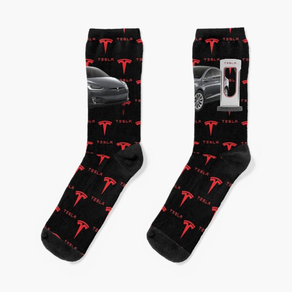 Item preview, Tesla Model X at Supercharger Socks (Grey) designed and sold by EV-Lover.