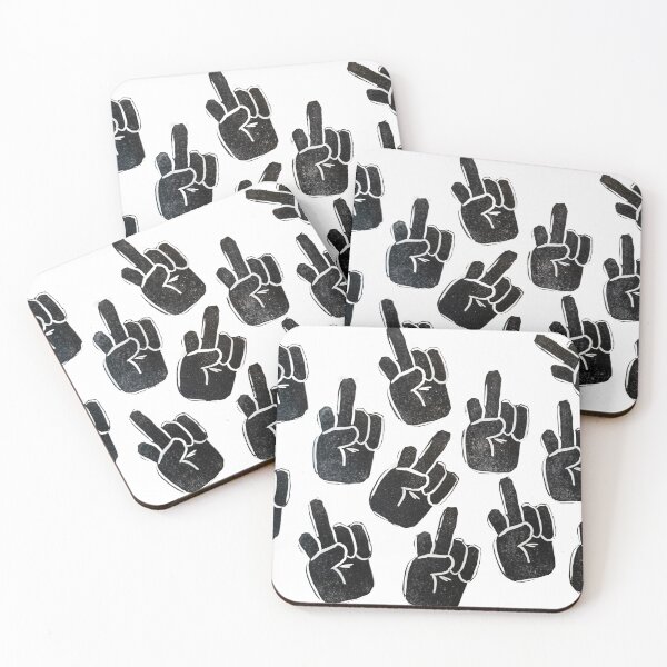Item preview, Black Stamped Middle Finger Linocut Print designed and sold by CurbCuts.