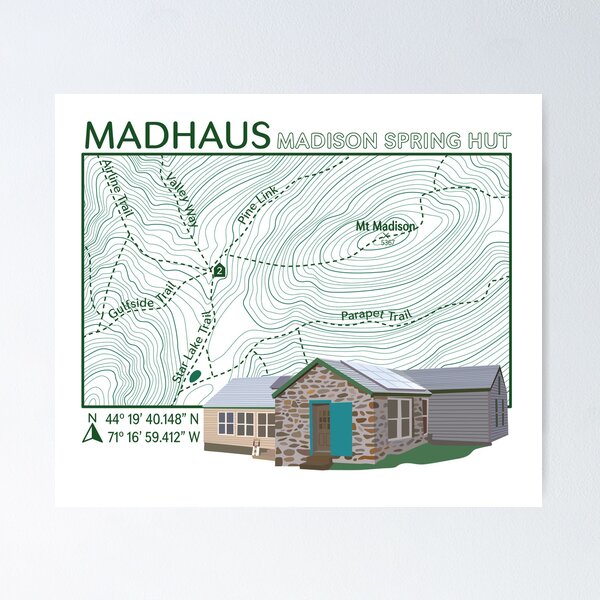 Item preview, Madison Springs Hut Topography Map designed and sold by Abby Clark.