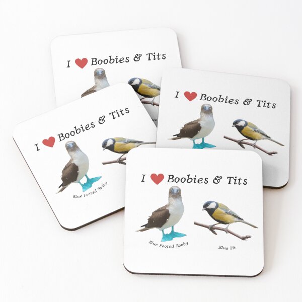 Item preview, I Love Boobies and Tits // Blue Footed Booby  and Blue Tit bird designed and sold by toadsforall.