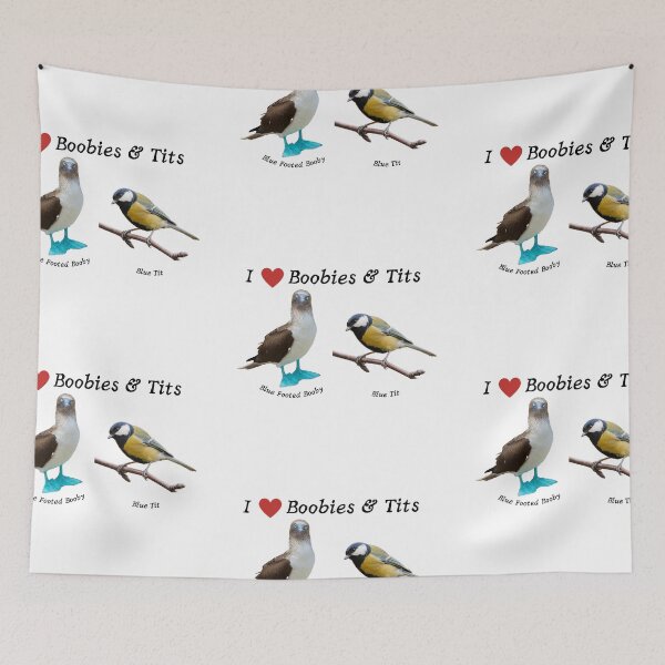 Item preview, I Love Boobies and Tits // Blue Footed Booby  and Blue Tit bird designed and sold by toadsforall.