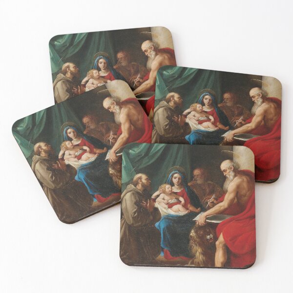 Item preview, The Holy Family with Saint Francis and Saint Jerome | Giuseppe Cesari | 1620 Gospel Biblical Art designed and sold by CJET.