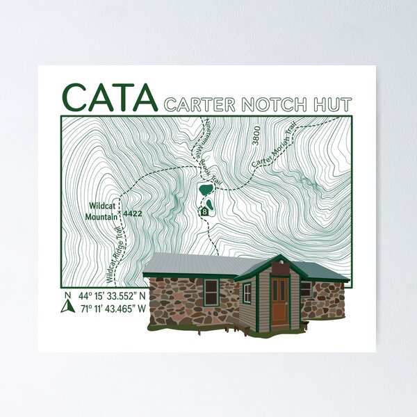 Item preview, Carter Notch Hut Topography Map designed and sold by Abby Clark.