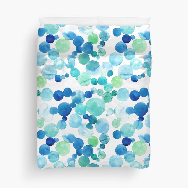 Blue bubbles painted in watercolor Duvet Cover
