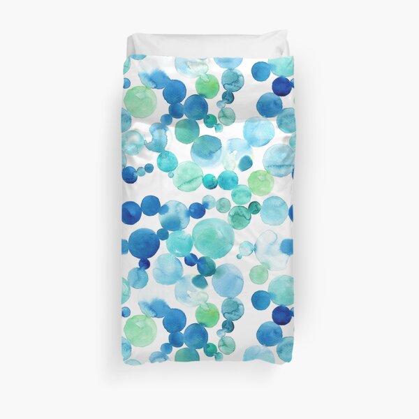 Blue bubbles painted in watercolor Duvet Cover