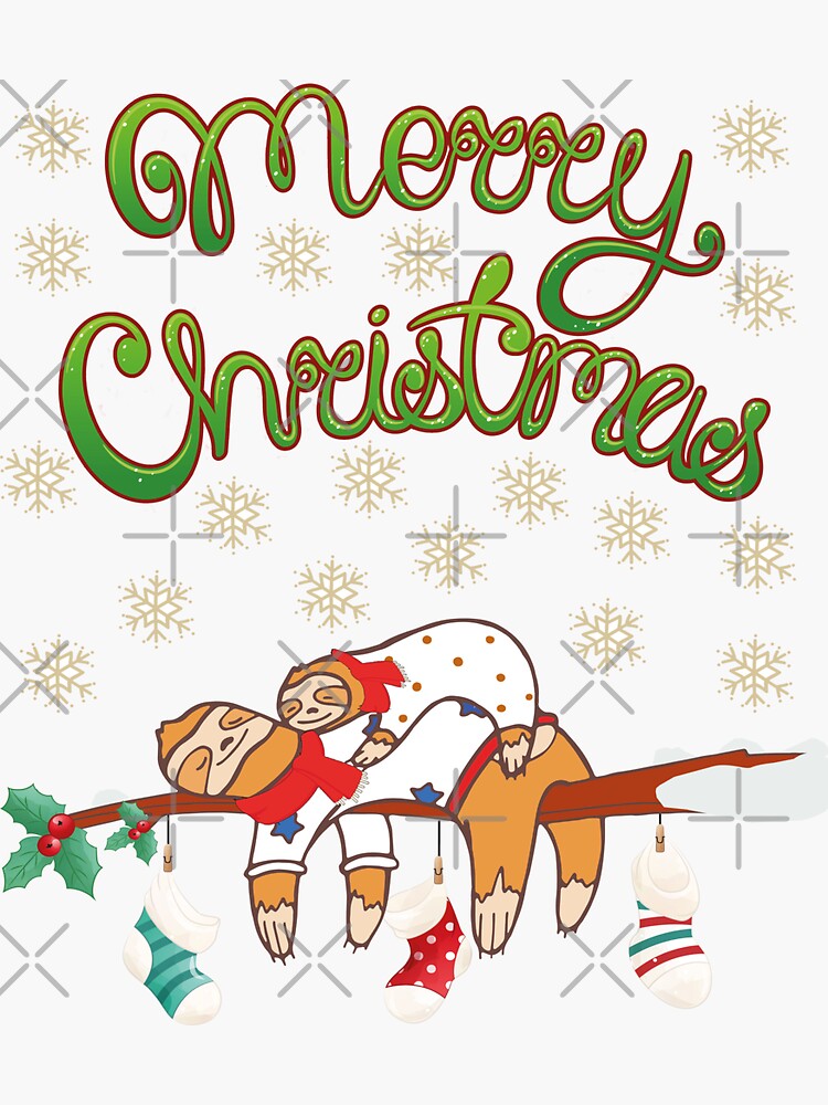 "Sloth Mom Baby Christmas" Sticker for Sale by sunflower-land | Redbubble