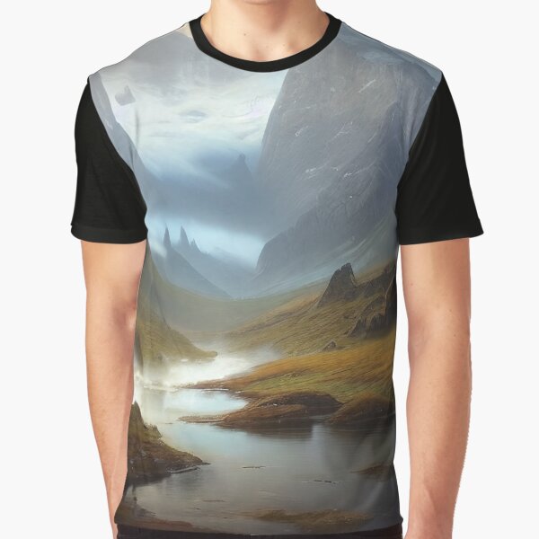 Vista previa del artículo con la obra «Representación del paisaje con IA», diseñado y vendido por The Bored Giraffe.