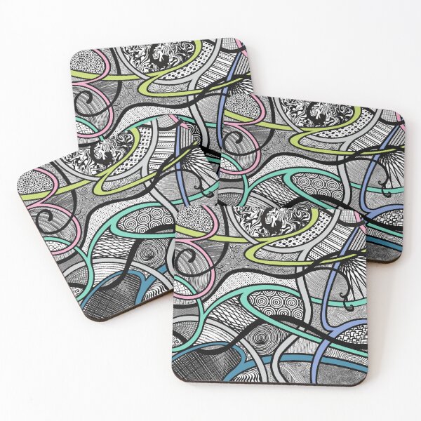 Item preview, Winding Paths - Aqua, Periwinkle, Lime, Pink and Gray designed and sold by ThatsJustJilly.