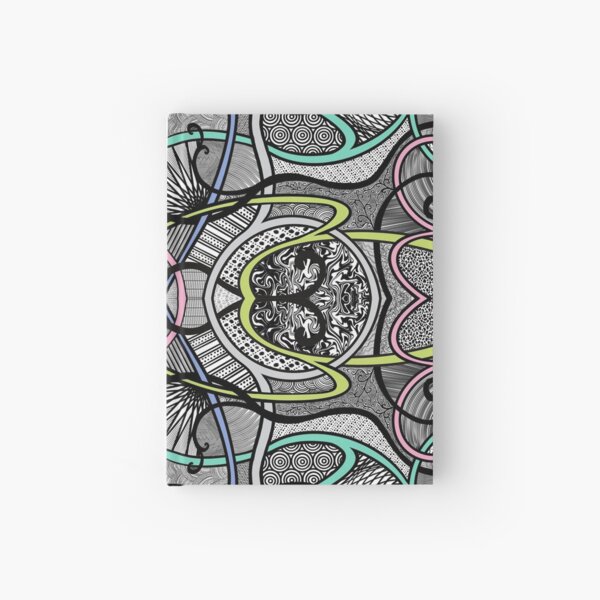 Winding Paths - Aqua, Periwinkle, Lime, Pink and Gray Hardcover Journal