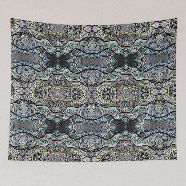 Item preview, Winding Paths - Aqua, Periwinkle, Lime, Pink and Gray designed and sold by ThatsJustJilly.