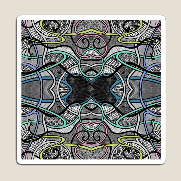 Winding Paths - Aqua, Periwinkle, Lime, Pink and Gray Magnet