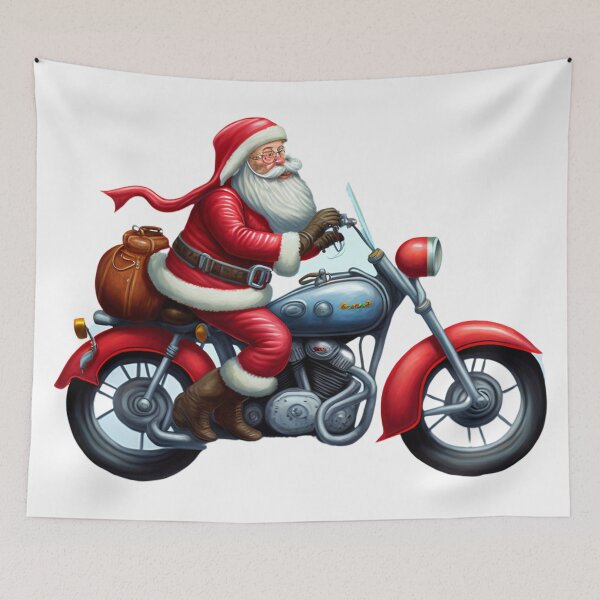 Item preview, Whimsical Motorcycle Santa Claus designed and sold by harborhouse55.