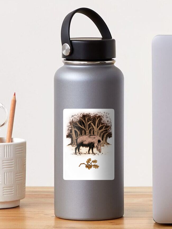Thumbnail 1 of 3, Sticker, Wild boar, wild boar on the grass, illustration designed and sold by tommek.