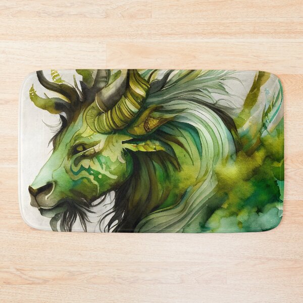 Item preview, A Green and Gold Watercolor Ancient Chinese Qilin Qirin designed and sold by CGSGraphics.