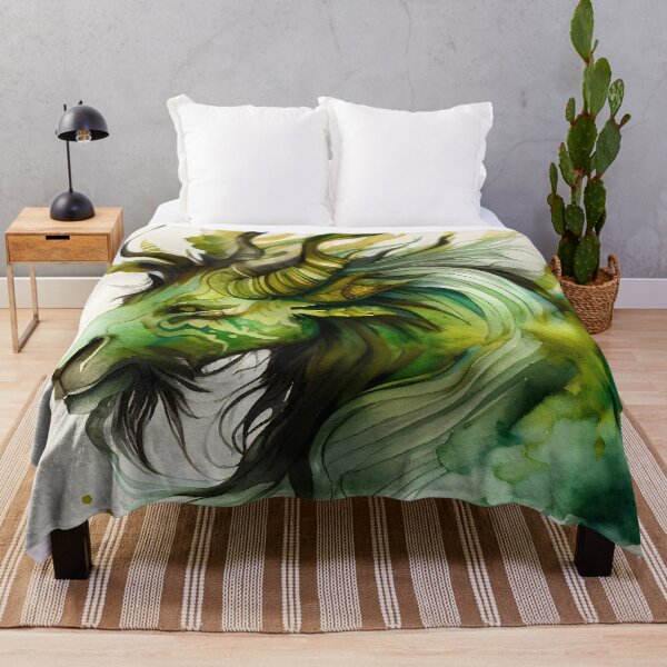 Item preview, A Green and Gold Watercolor Ancient Chinese Qilin Qirin designed and sold by CGSGraphics.