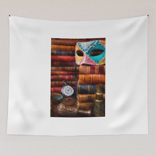 Item preview, Old Mask On Stack Of Antique Books designed and sold by Garry Gay.