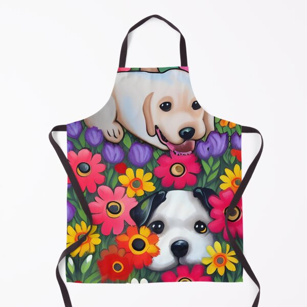 Item preview, Whimsical Cute Puppies in Field of Wildflowers Gouche Digital Painting designed and sold by Lovedogz4life.