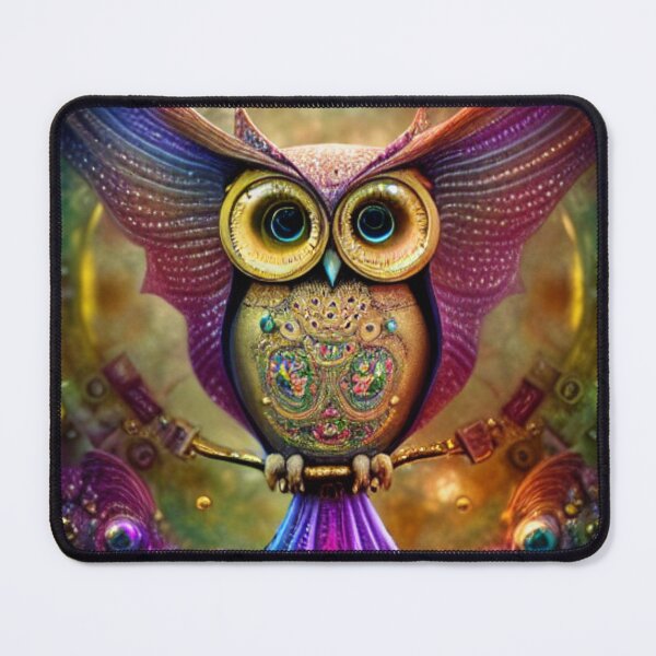 Item preview, Psychedelic Steampunk Robot Owl designed and sold by ZenEverAI.