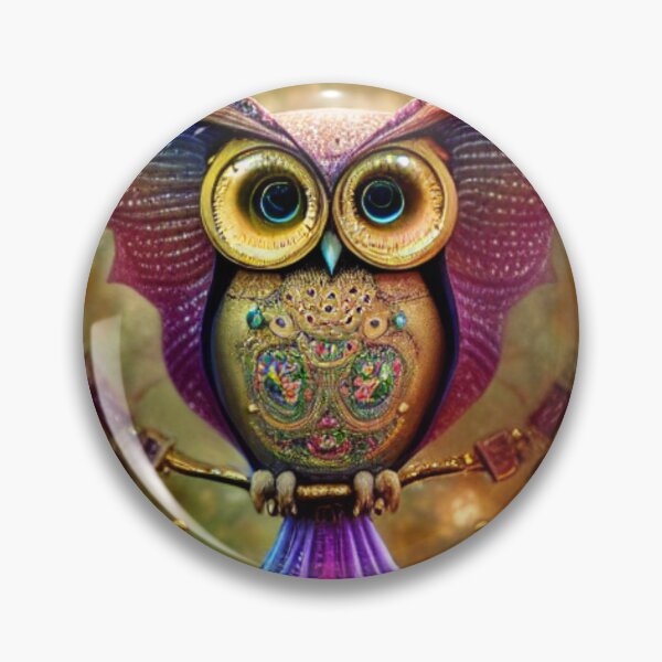 Item preview, Psychedelic Steampunk Robot Owl designed and sold by ZenEverAI.