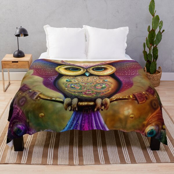 Item preview, Psychedelic Steampunk Robot Owl designed and sold by ZenEverAI.
