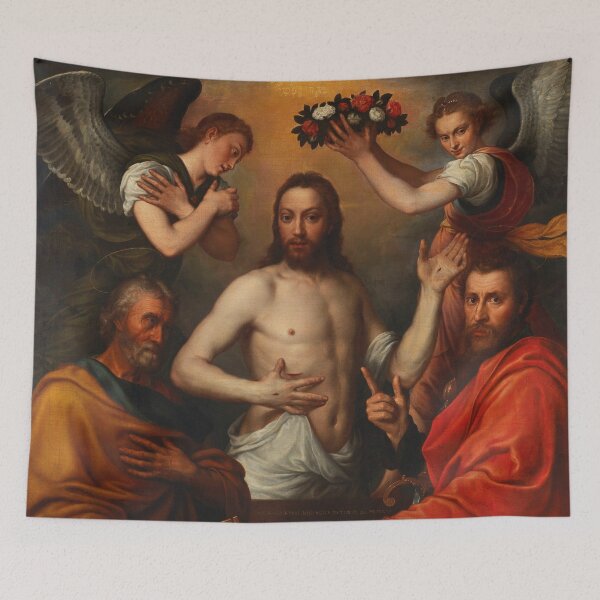 Item preview, The Risen Christ with Saints Peter and Paul and Two Angels | Anthonis Mor van Dashorst | 1560 Renaissance Gospel Biblical Art designed and sold by CJET.