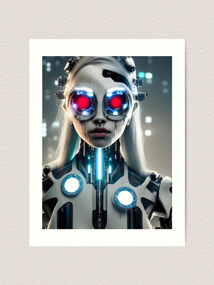 Japanese Cyberpunk Cyborg Girl Modern Digital Art Art Print For Sale By Ai Mnesia Redbubble 1936