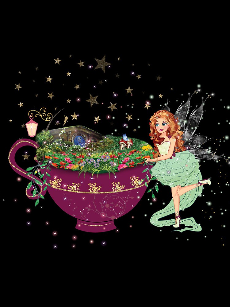 Thumbnail 3 of 3, Drawstring Bag, Felicia's Magical Teacup Fairy Garden Collection designed and sold by TeelieTurner.