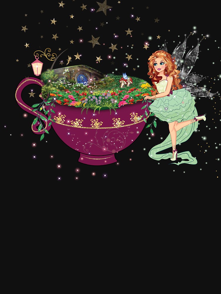 Thumbnail 3 of 3, Fitted V-Neck T-Shirt, Felicia's Magical Teacup Fairy Garden Collection designed and sold by TeelieTurner.