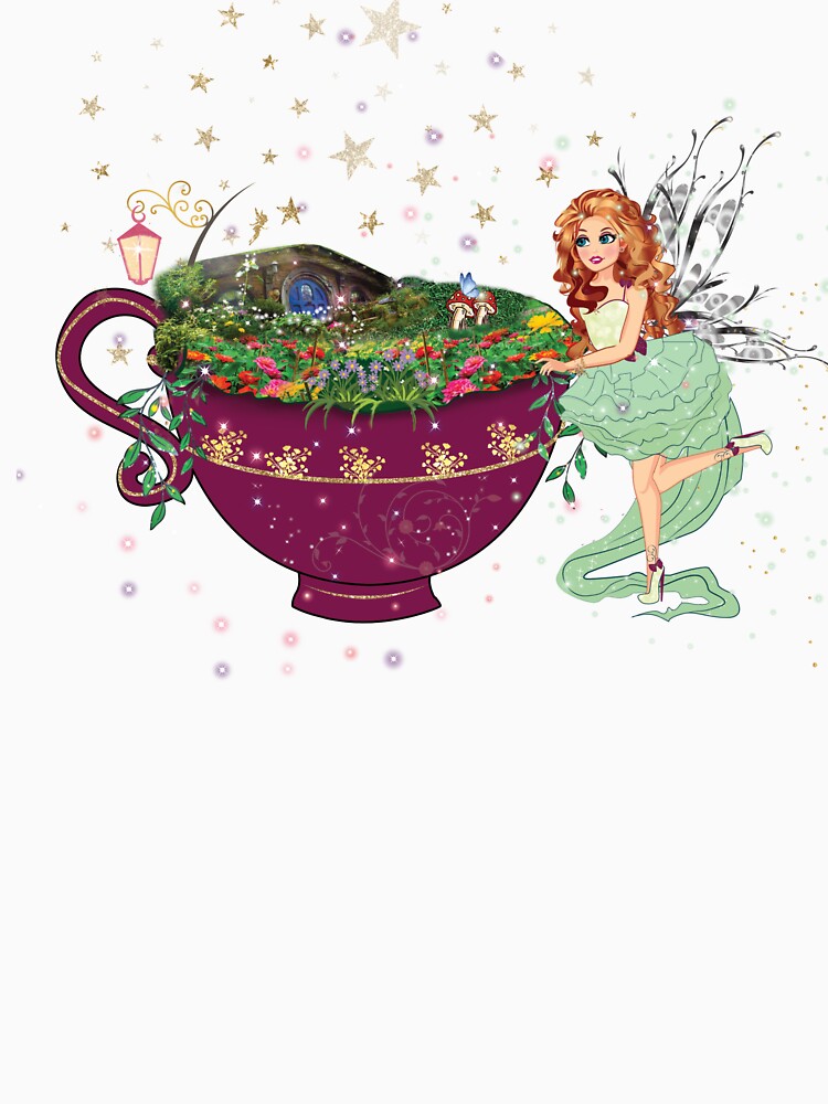 Thumbnail 3 of 3, Fitted Scoop T-Shirt, Felicia's Magical Teacup Fairy Garden Collection designed and sold by TeelieTurner.