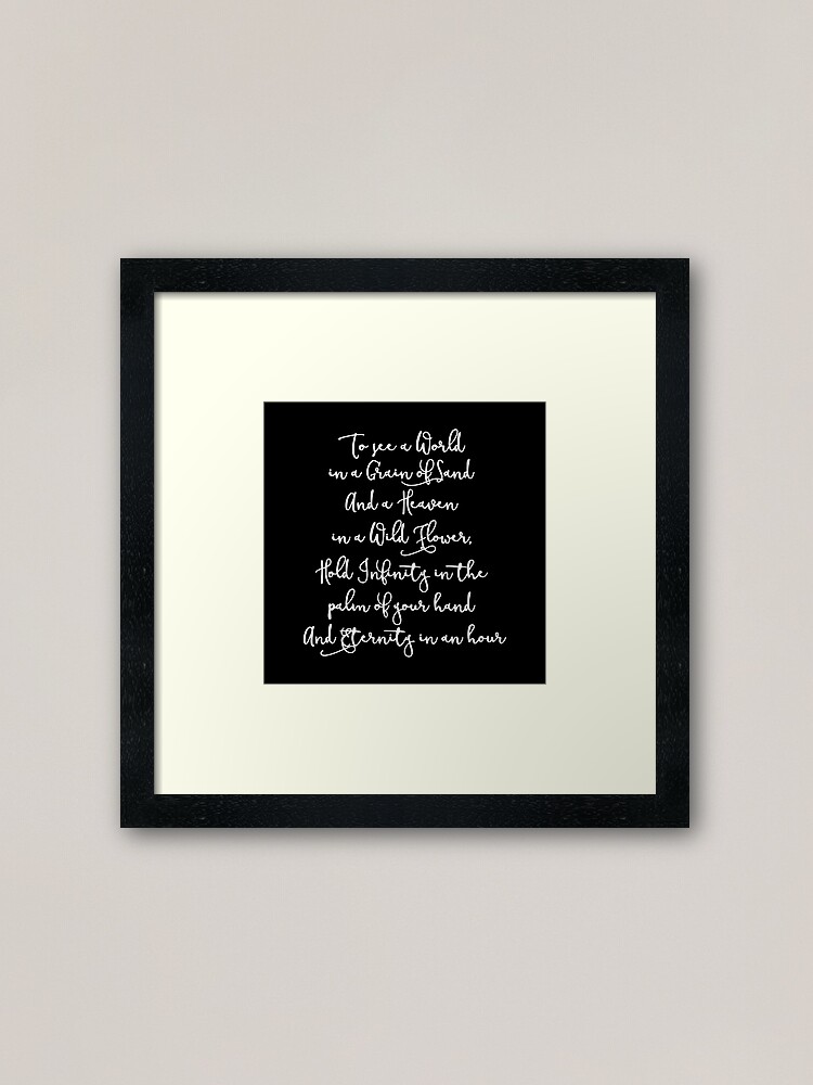 To See The World William Blake Quote Auguries Of Innocence Fragments Framed Art Print By In3pired Redbubble