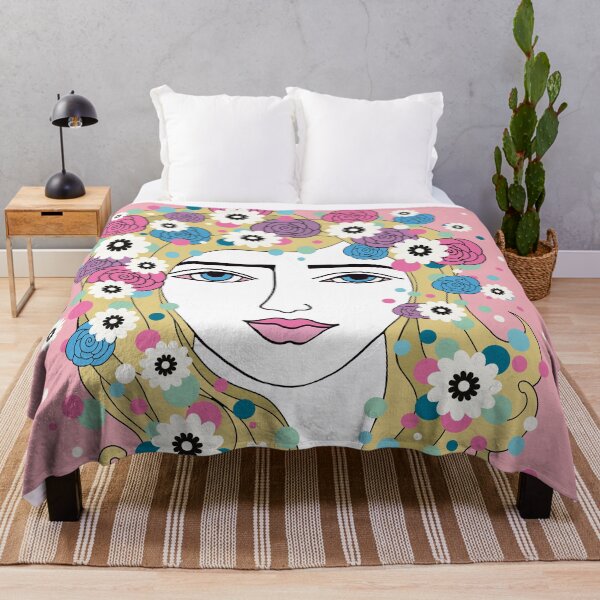 Item preview, 1960's Flower Power Portrait on Pink designed and sold by MausieDesigns.