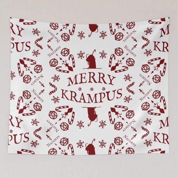 Item preview, Merry Krampus Christmas Pattern and Print Red and Black designed and sold by DeLucaIdeas.