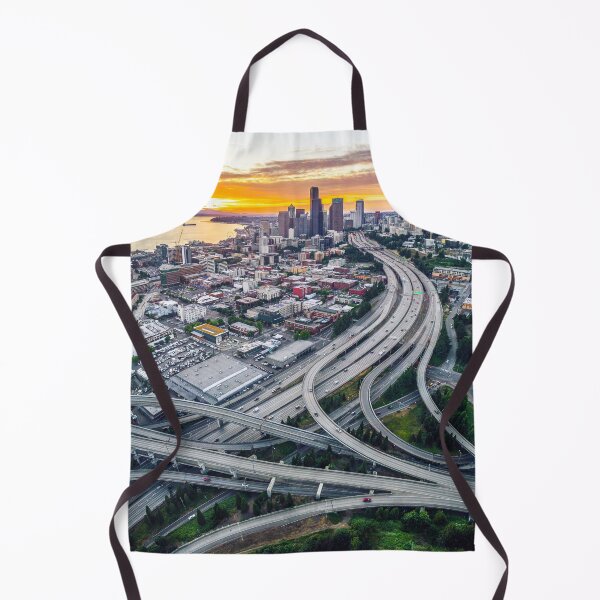 Item preview, City of Seattle Skyline Aerial View at Sunset designed and sold by Open Range Studios.