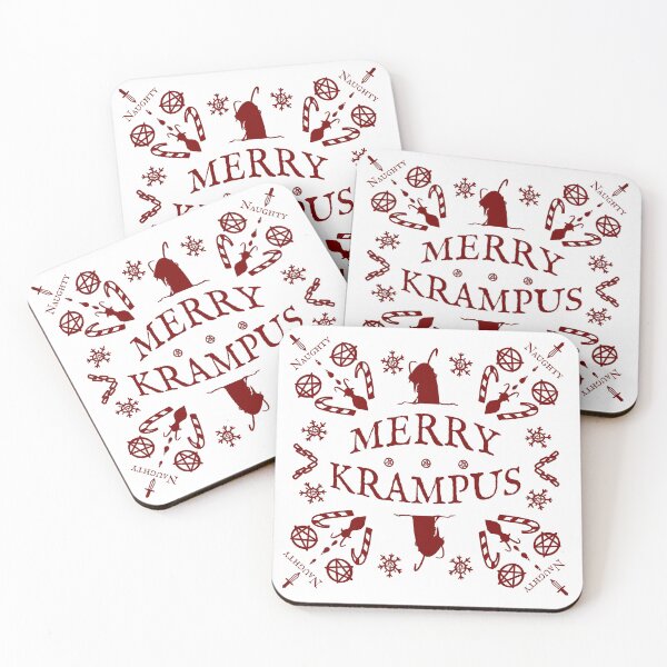 Item preview, Merry Krampus Christmas Pattern and Print Red and Black designed and sold by DeLucaIdeas.