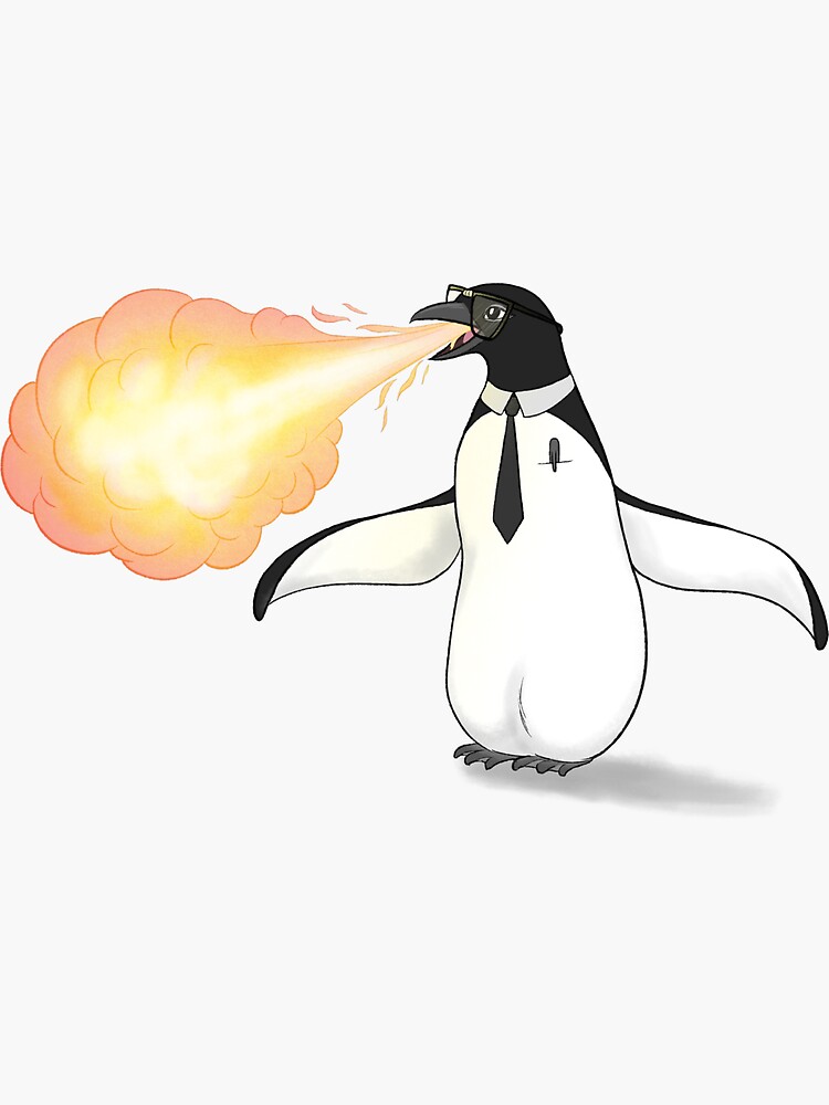 "Fire breathing penguin" Sticker for Sale by sebfowler Redbubble