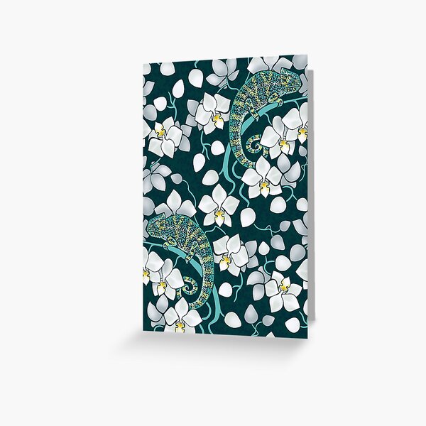 Item preview, chameleons and orchids  designed and sold by Elena Naylor.