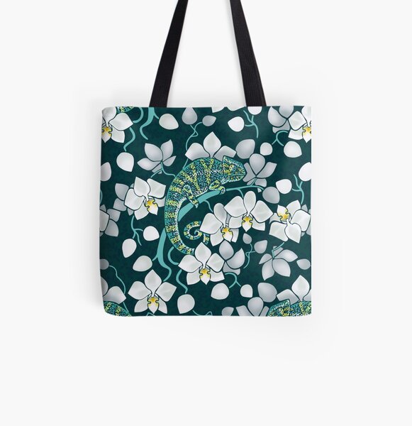 chameleons and orchids All Over Print Tote Bag
