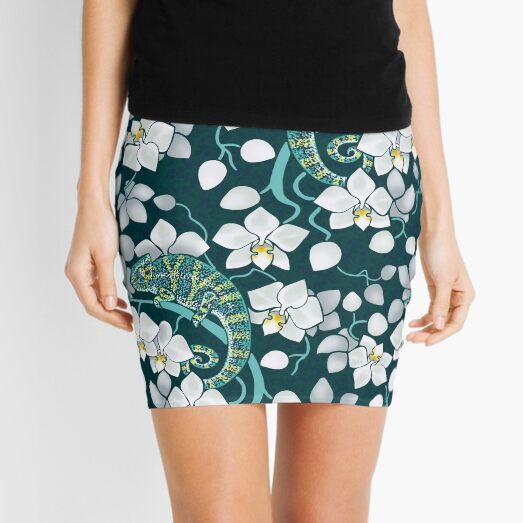 chameleons and orchids Mini Skirt
