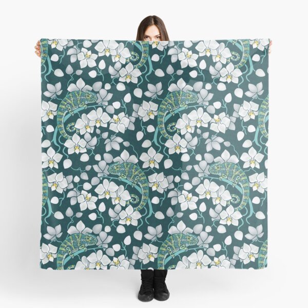 chameleons and orchids Scarf