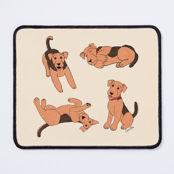 Item preview, Cute Airedale Terriers - Airedale Cartoons - Cuddly Terriers - Antique White designed and sold by EcoElsa.