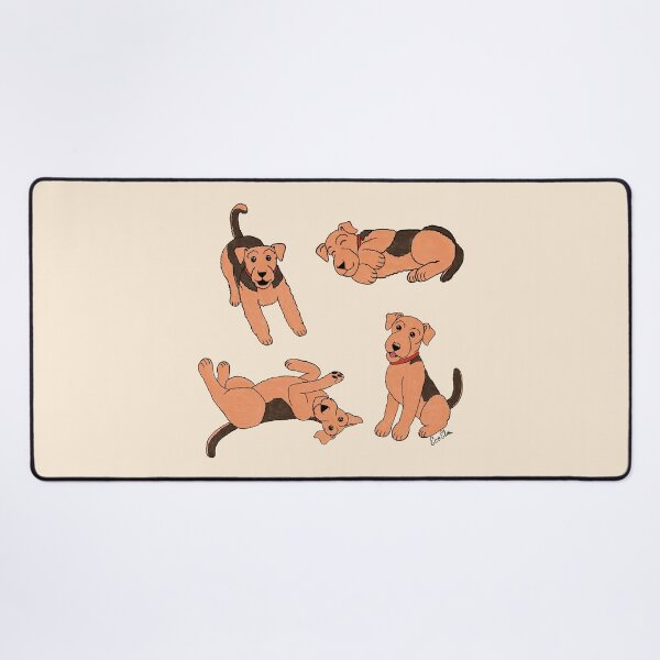 Item preview, Cute Airedale Terriers - Airedale Cartoons - Cuddly Terriers - Antique White designed and sold by EcoElsa.