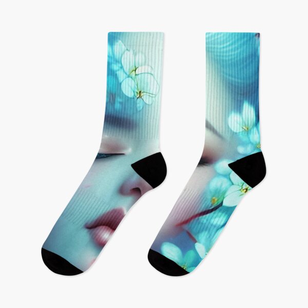 Item preview, Asian Woman Portrait With Blue Flowers. designed and sold by luisalfonso1989.