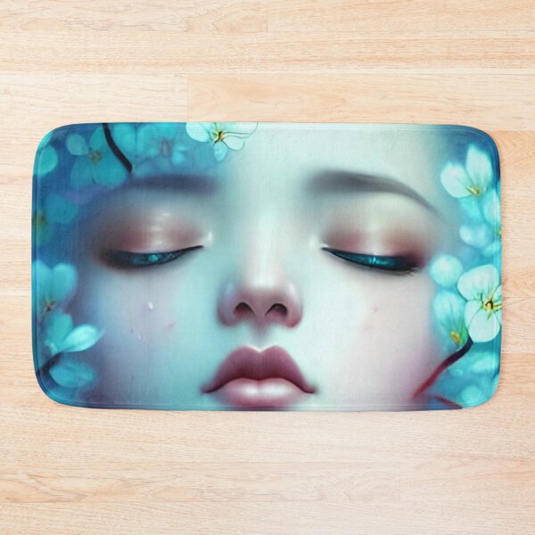 Item preview, Asian Woman Portrait With Blue Flowers. designed and sold by luisalfonso1989.