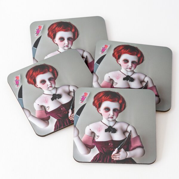 Item preview, Creepy porcelain doll in red designed and sold by dwhowe.