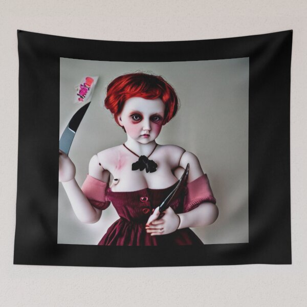 Item preview, Creepy porcelain doll in red designed and sold by dwhowe.