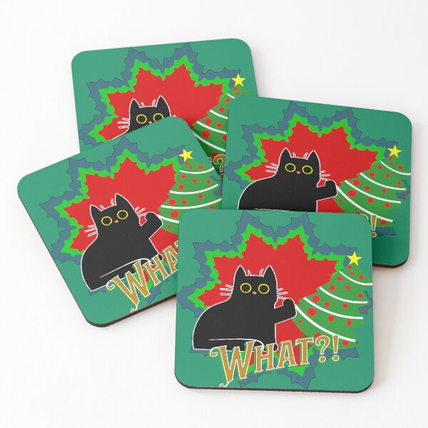 Item preview, Cat Pushing Christmas Tree | Guilty Kitty | Black Cat Pushing Tree designed and sold by Wavecrest Wearables.